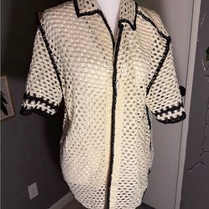 Zara Cream and Black Crochet Cardigan
